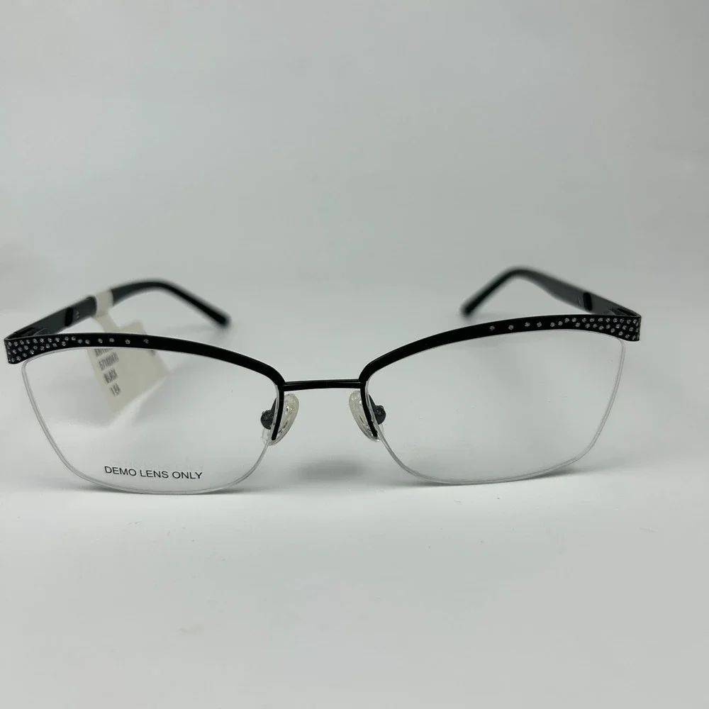 Walmart Womens XRIY02NS Eyeglasses Frame Black Glitter Epoxies Half Rim 140